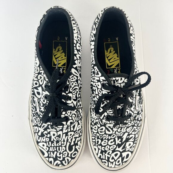 7.5 Women 6 Men- Vans Authentic x A Tribe Called Quest- B/W‎ Graphic Sneaker - Picture 3 of 13